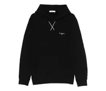 Hoodie mit Kreuzstickerei - Schwarz