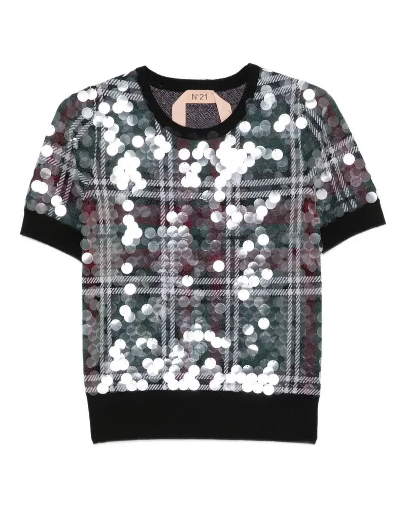 N° 21 T-Shirt mit Pailletten - Grün Grün
