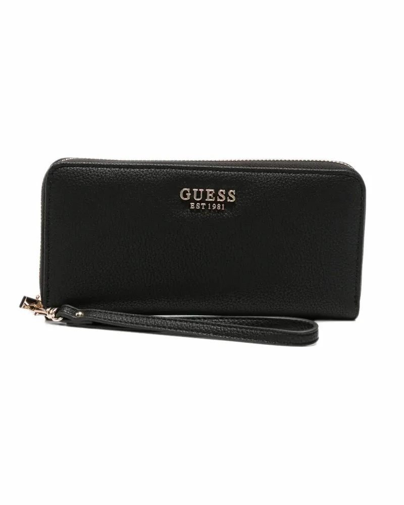 Guess logo-plaque pebbled-effect wallet - Schwarz Schwarz