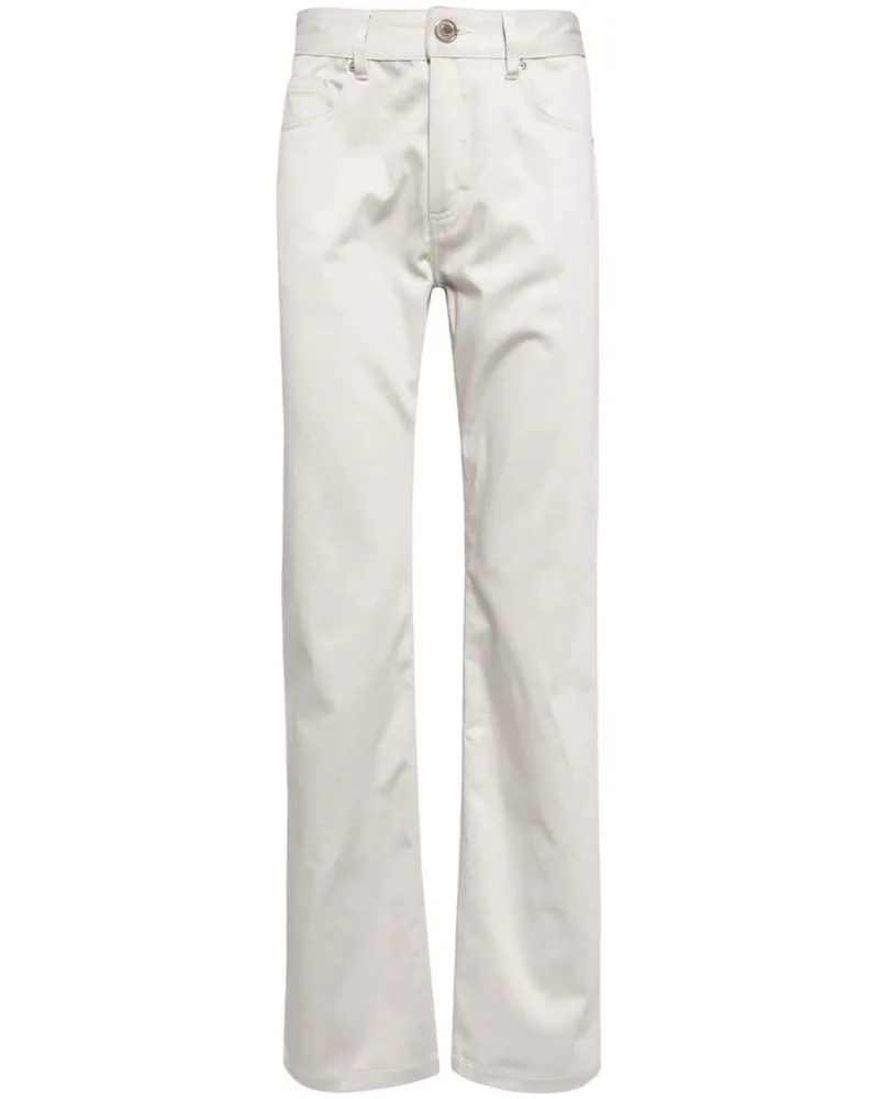 AMI Paris Gerade Hose mit Logo-Patch - Weiß Weiß