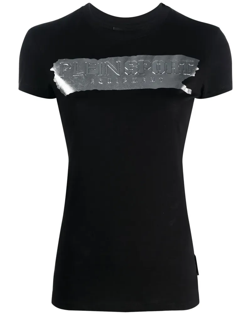 Philipp Plein T-Shirt mit Metallic-Logo-Print - Schwarz Schwarz