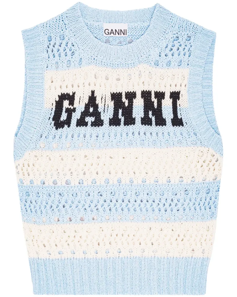 Ganni Gestreiftes Stricktop - Blau Blau