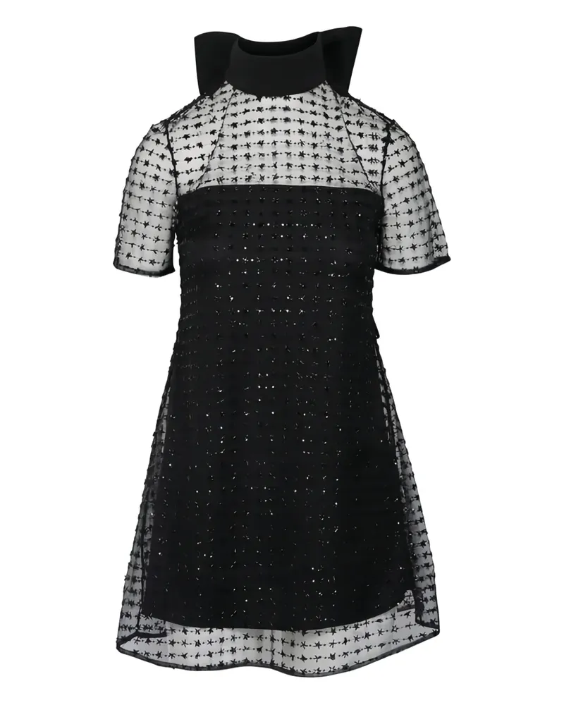 STAUD bow-detail sequin-embellished mini dress - Schwarz Schwarz