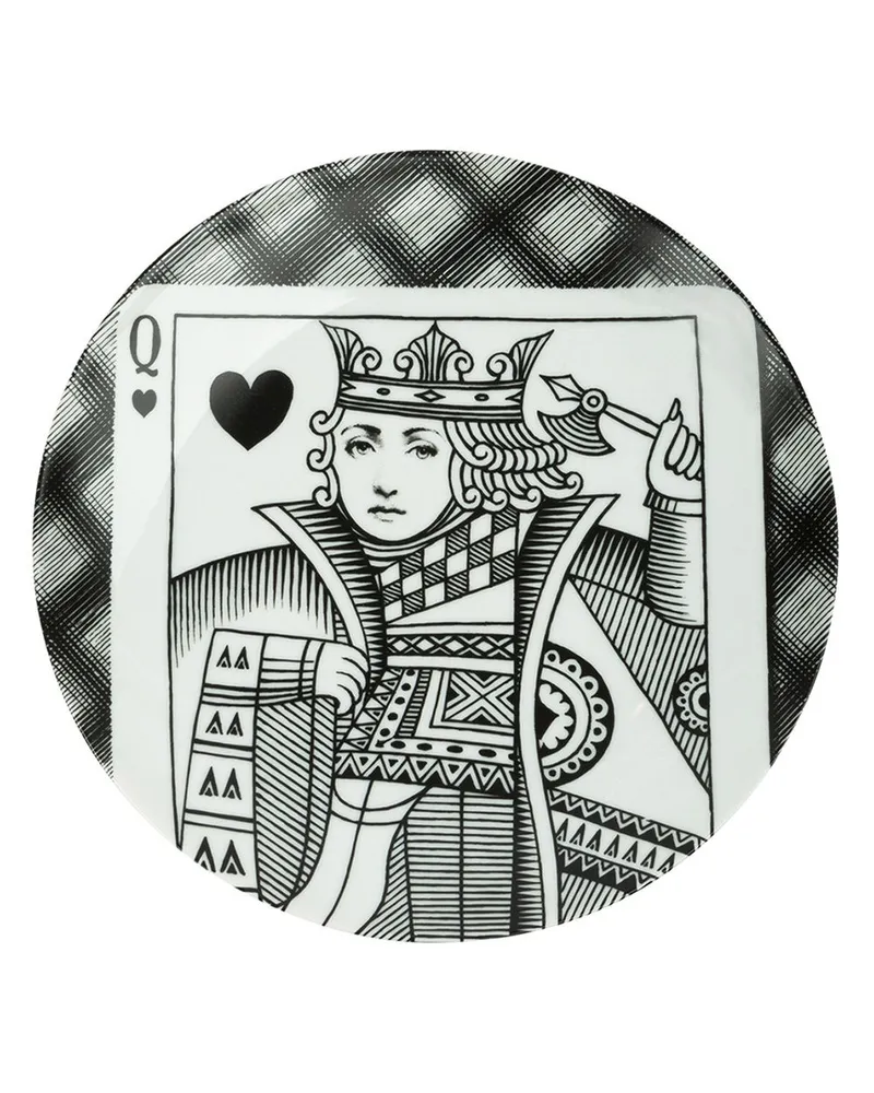 Fornasetti Keramikteller mit Karten-Print - Schwarz Schwarz