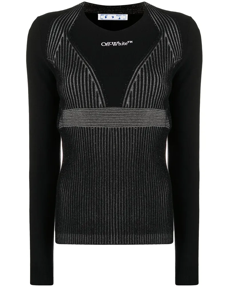 OFF-WHITE Gerippter Pullover - 1001 BLACK WHITE 1001