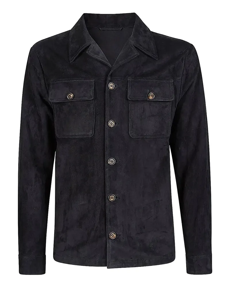 Eleventy suede trucker jacket - Blau Blau