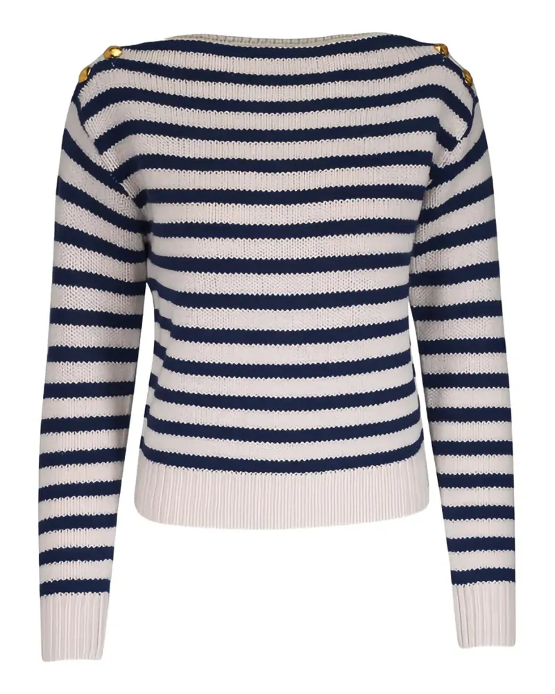 Nili Lotan Gestreifter Tandy Pullover mit Knöpfen - Nude Nude