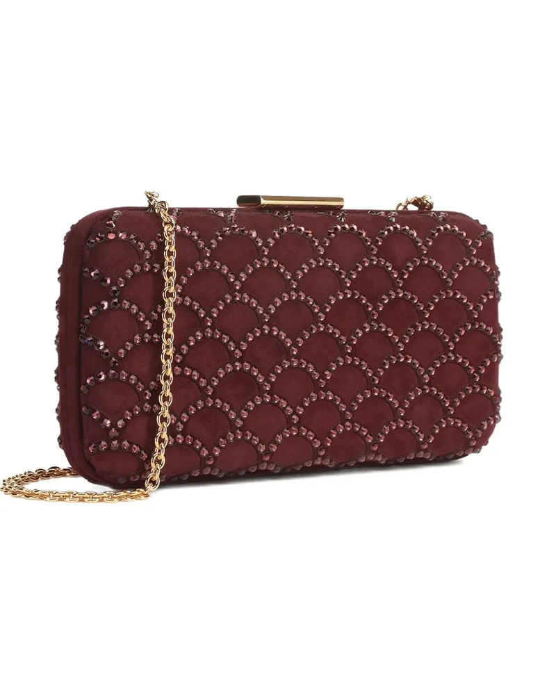 Sergio Rossi Sr Mermaid Clutch aus Wildleder mit Kristallen - 6024 WINE+BURGUNDY 6024