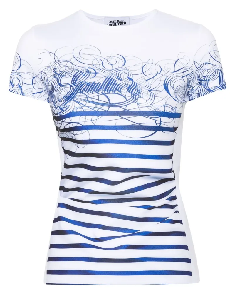 Jean Paul Gaultier T-Shirt mit Trompe oeil-Print Weiß