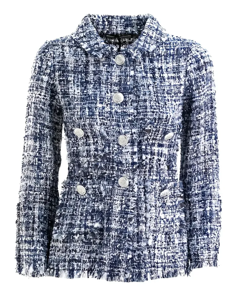 Charlott frayed-edge tweed jacket - Blau Blau