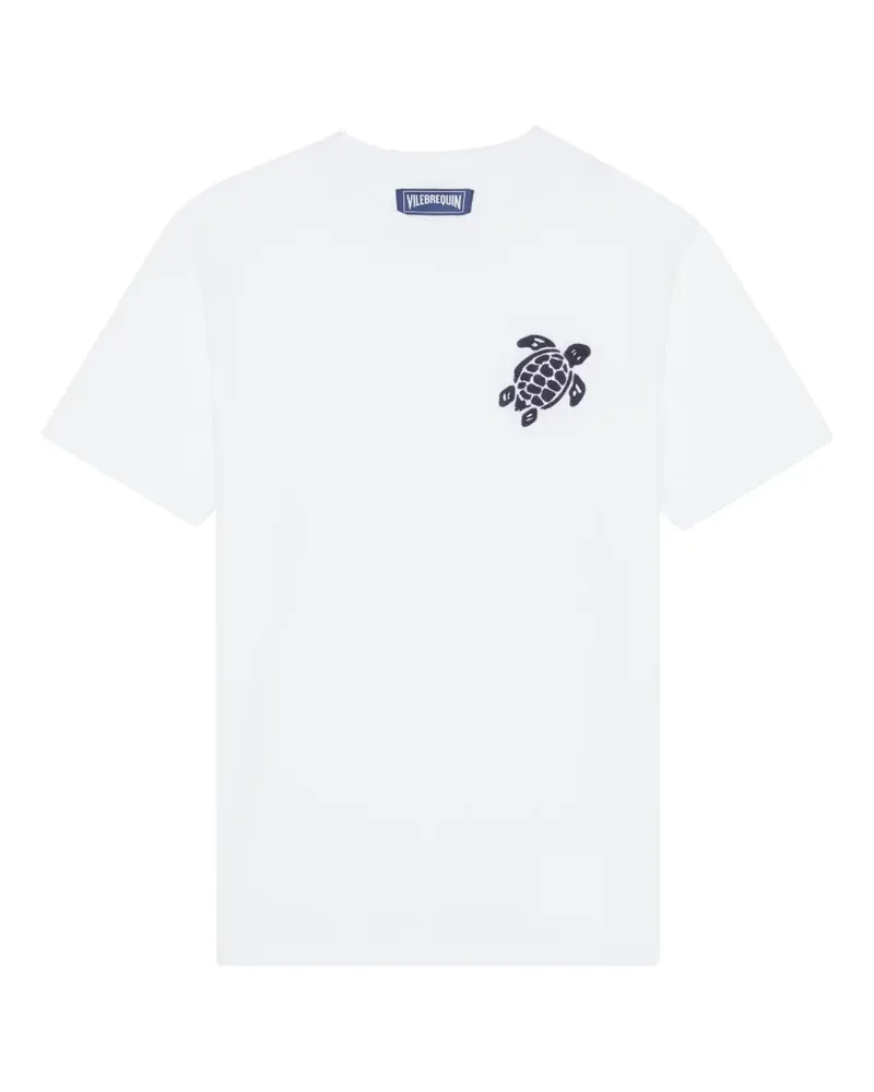 Vilebrequin Rundhals-T-Shirt mit Schildkröten-Stickerei - Weiß Weiß