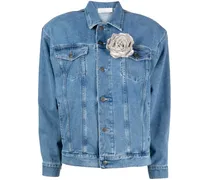 Jeansjacke mit Blumenapplikation