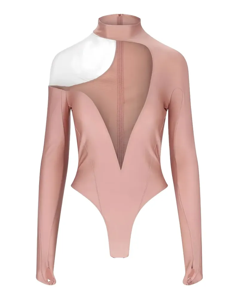 Thierry Mugler mesh-insert bodysuit - Rosa Rosa