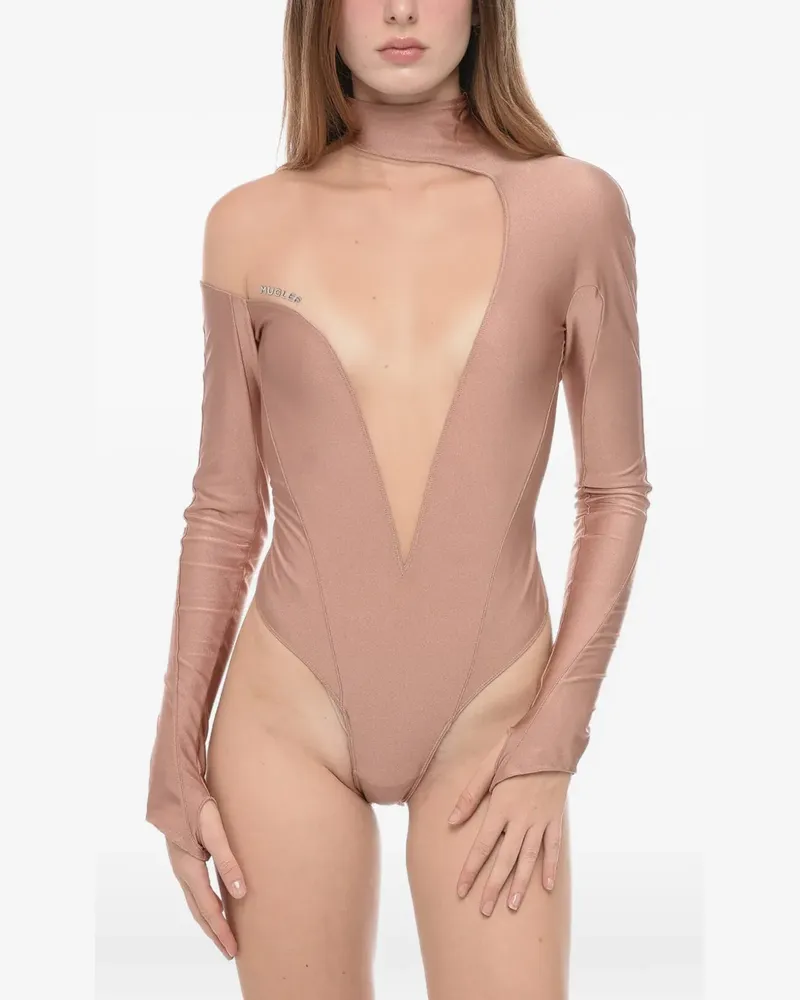 Thierry Mugler Body mit Netzeinsatz - Rosa Rosa