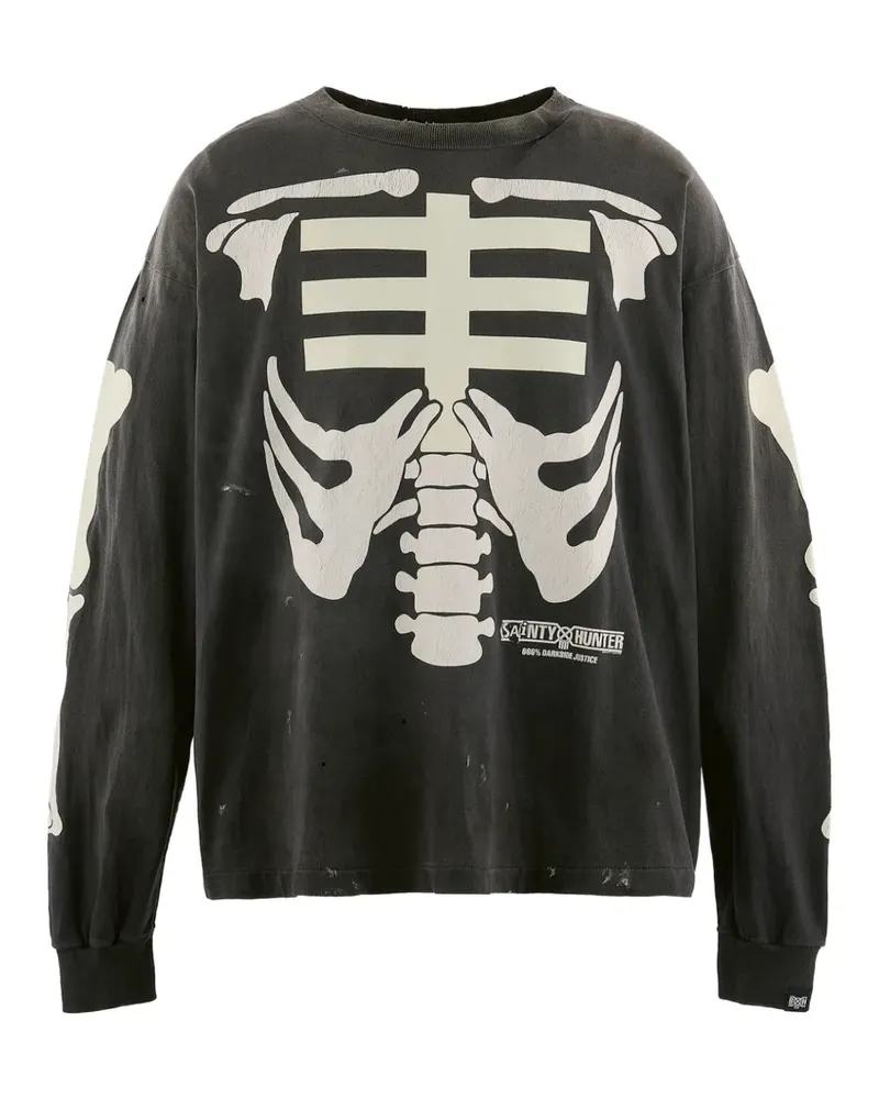 SAINT MXXXXXX skeleton-print T-shirt - Schwarz Schwarz