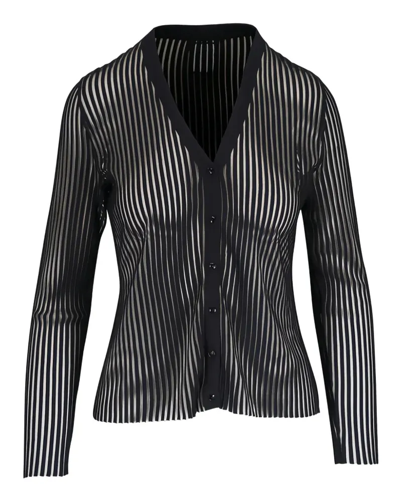 Akris striped V-neck cardigan - Schwarz Schwarz
