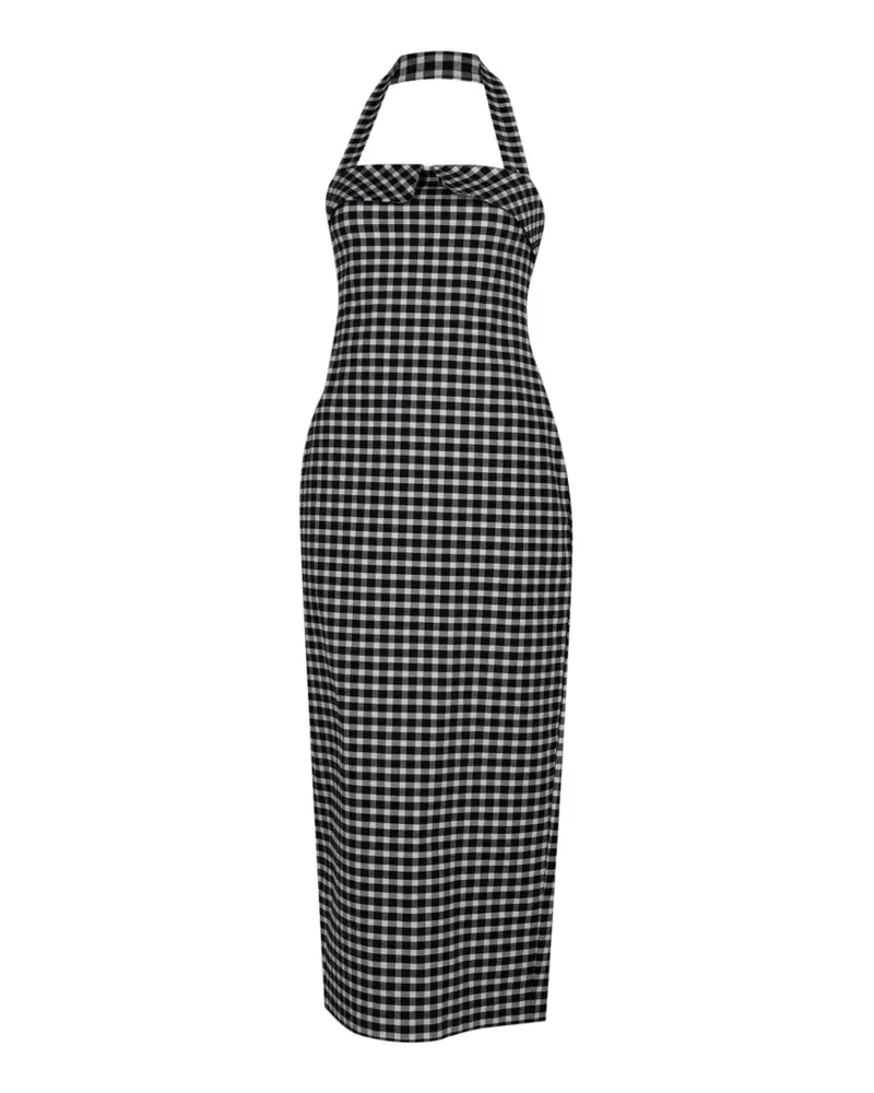 Posse Chiara halter gingham midi dress - Schwarz Schwarz