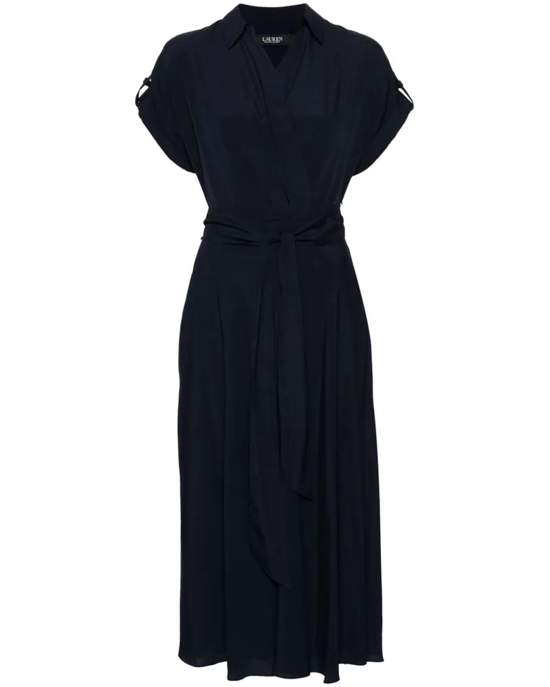 Ralph Lauren Georgette-Minikleid mit V-Ausschnitt - Blau Blau
