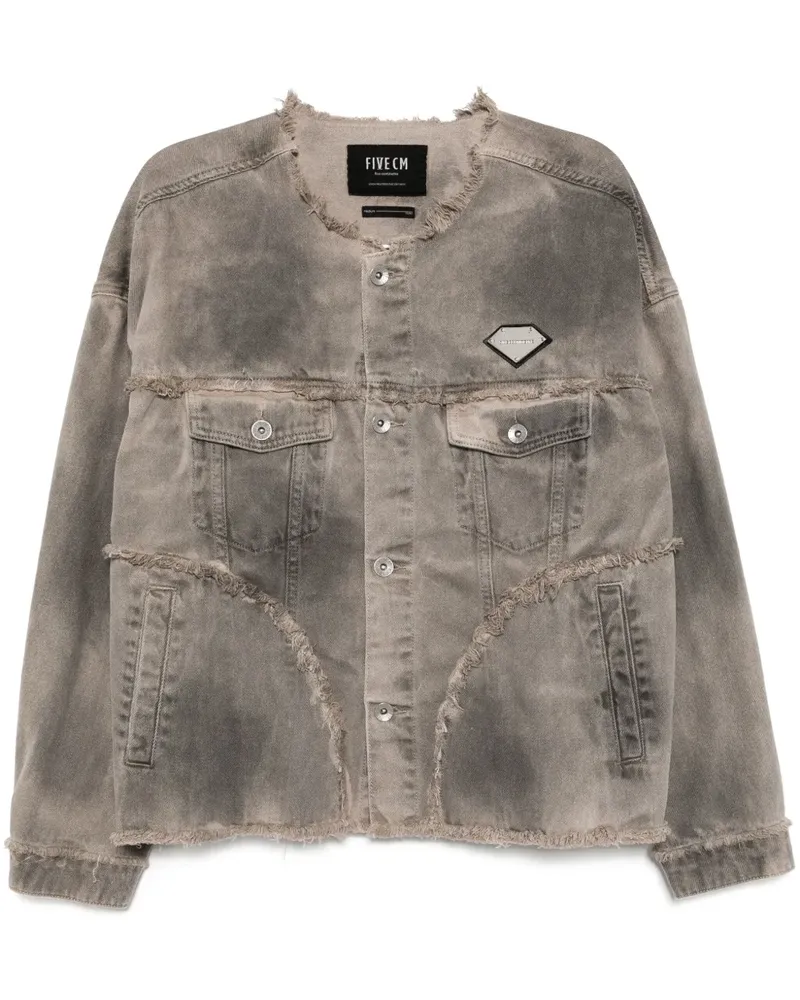FIVE CM Jeansjacke mit Logo-Patch - Grau Grau