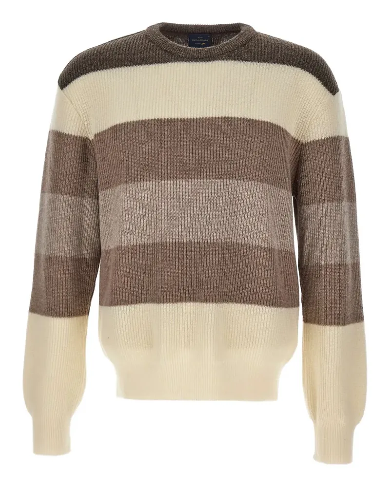 Paul & Shark Gestreifter Pullover mit Zopfmuster - Nude Nude