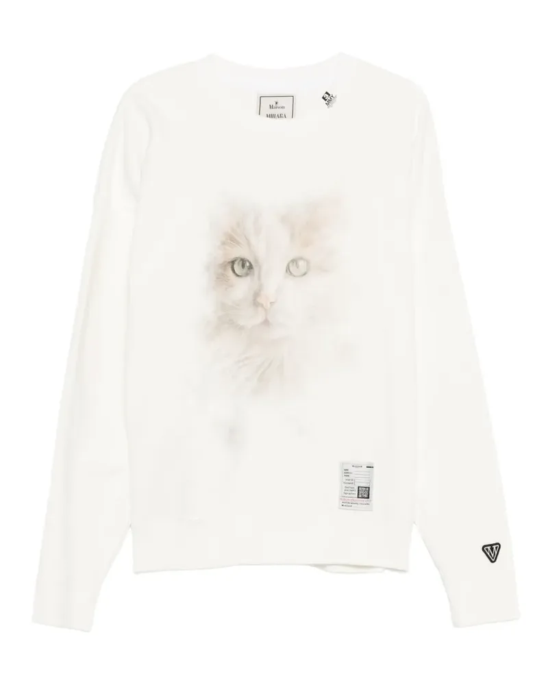 MIHARAYASUHIRO Sweatshirt mit Katzengesicht-Print - Weiß Weiß