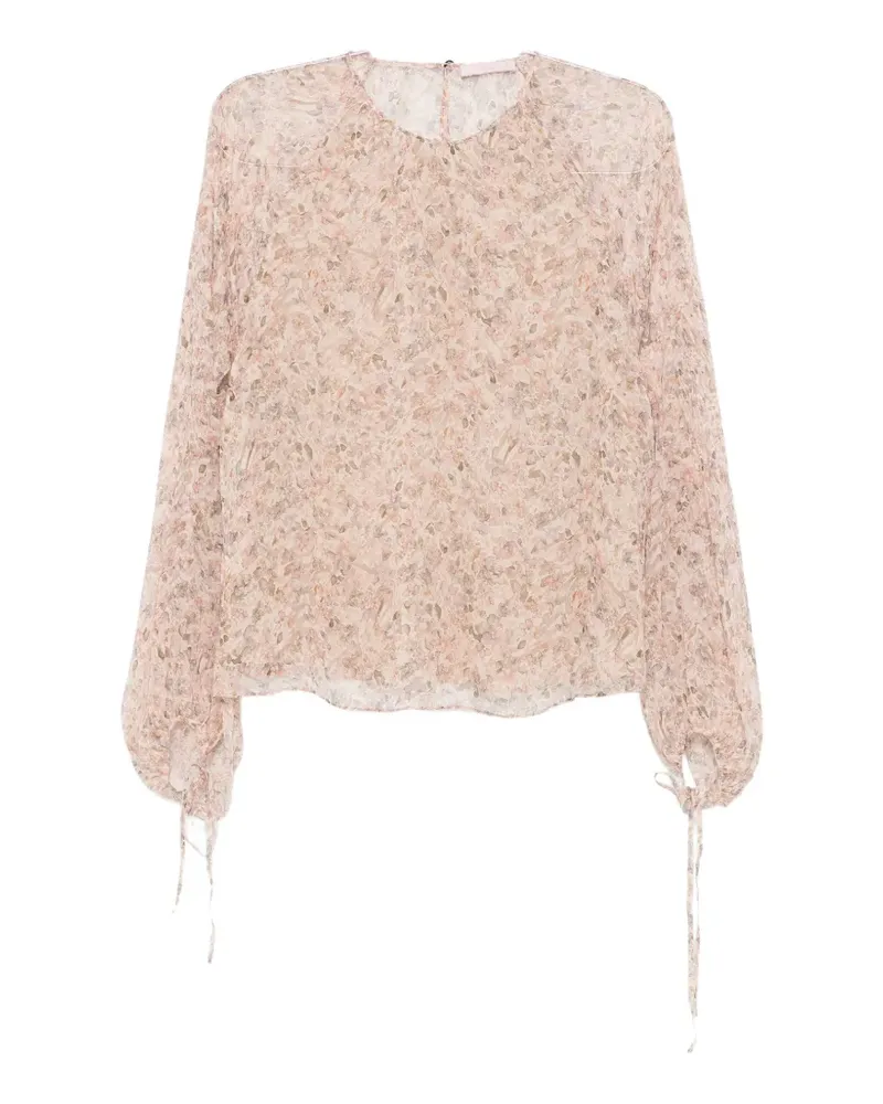 Kristina Ti floral-print tie-cuff blouse - Nude Nude