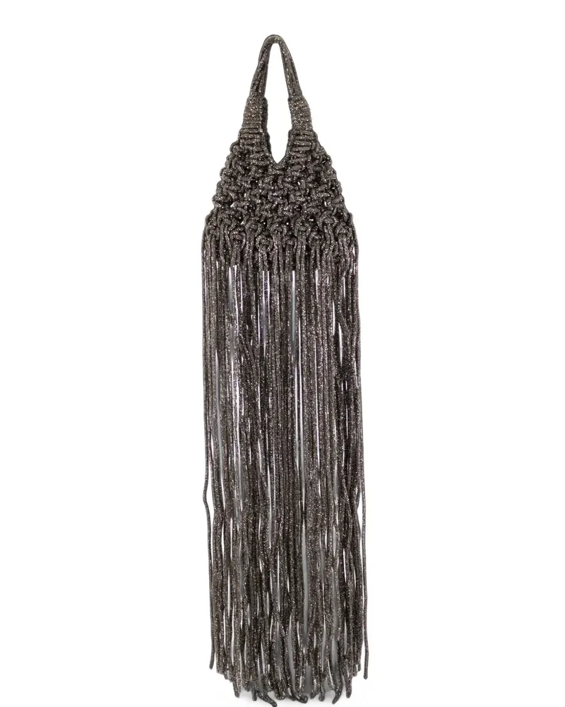 HIBOURAMA mini Vannifique Fringe tote bag - Grau Grau