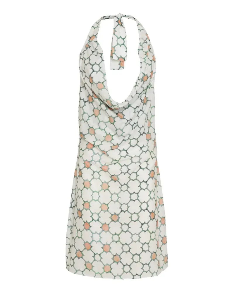 Amir Slama Minikleid mit Print - Weiß Weiß