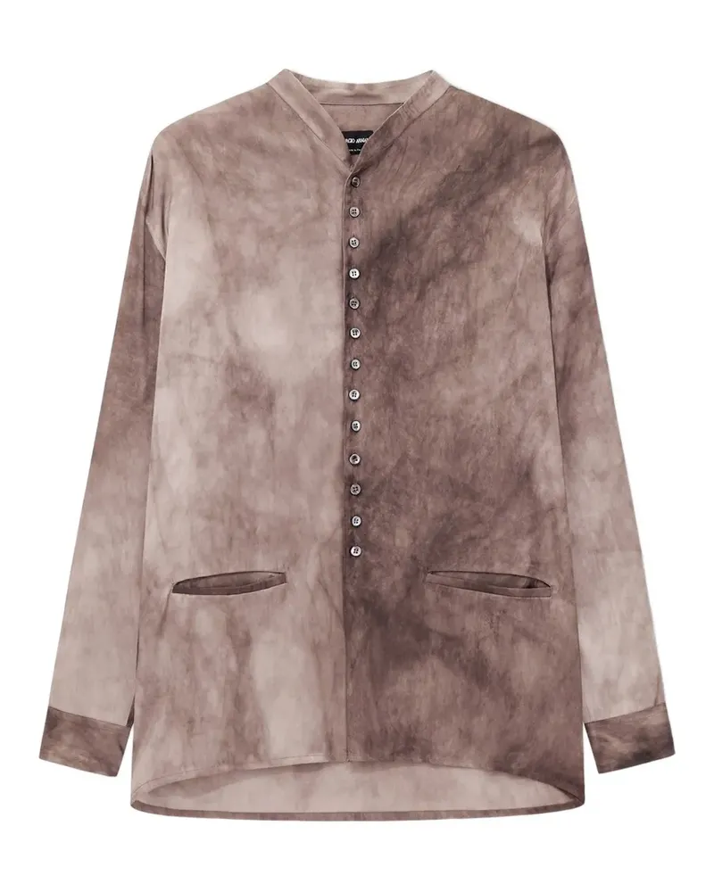 Giorgio Armani Batik-Hemd mit Stehkragen - Braun Braun