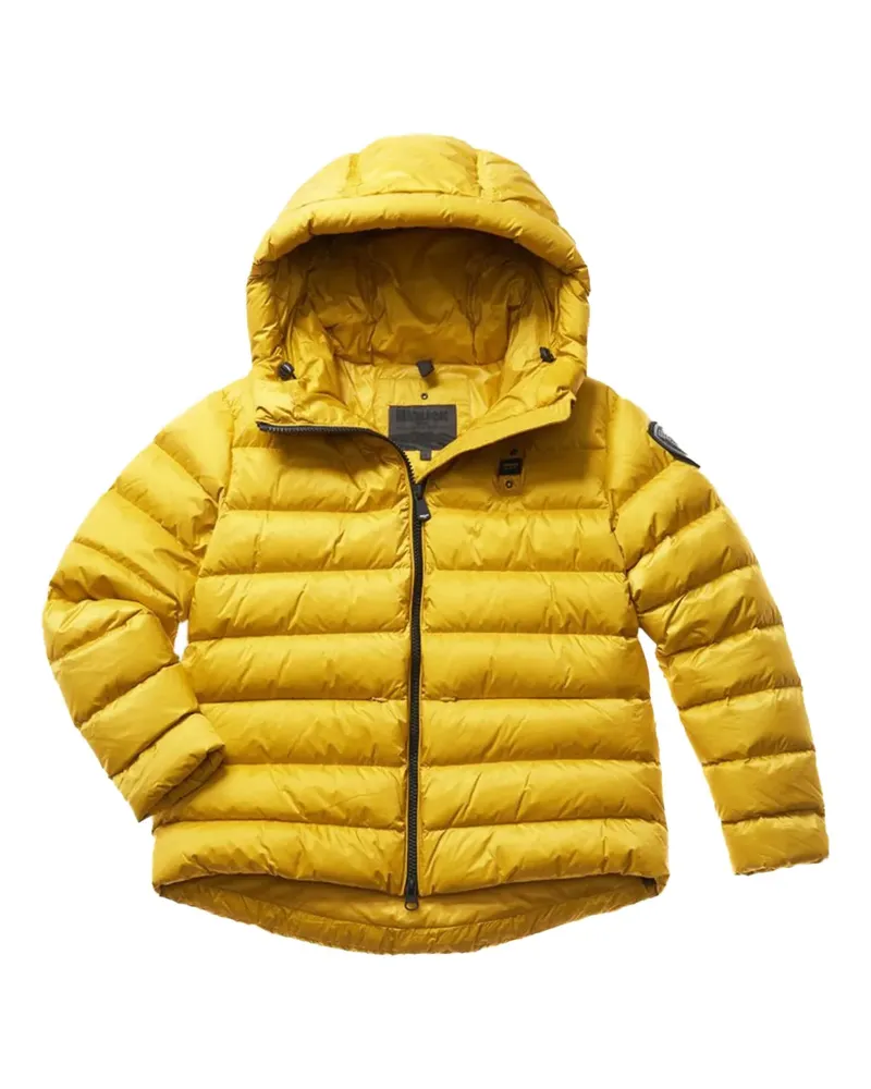 Blauer Gefütterte Kapuzenjacke - Gelb Gelb