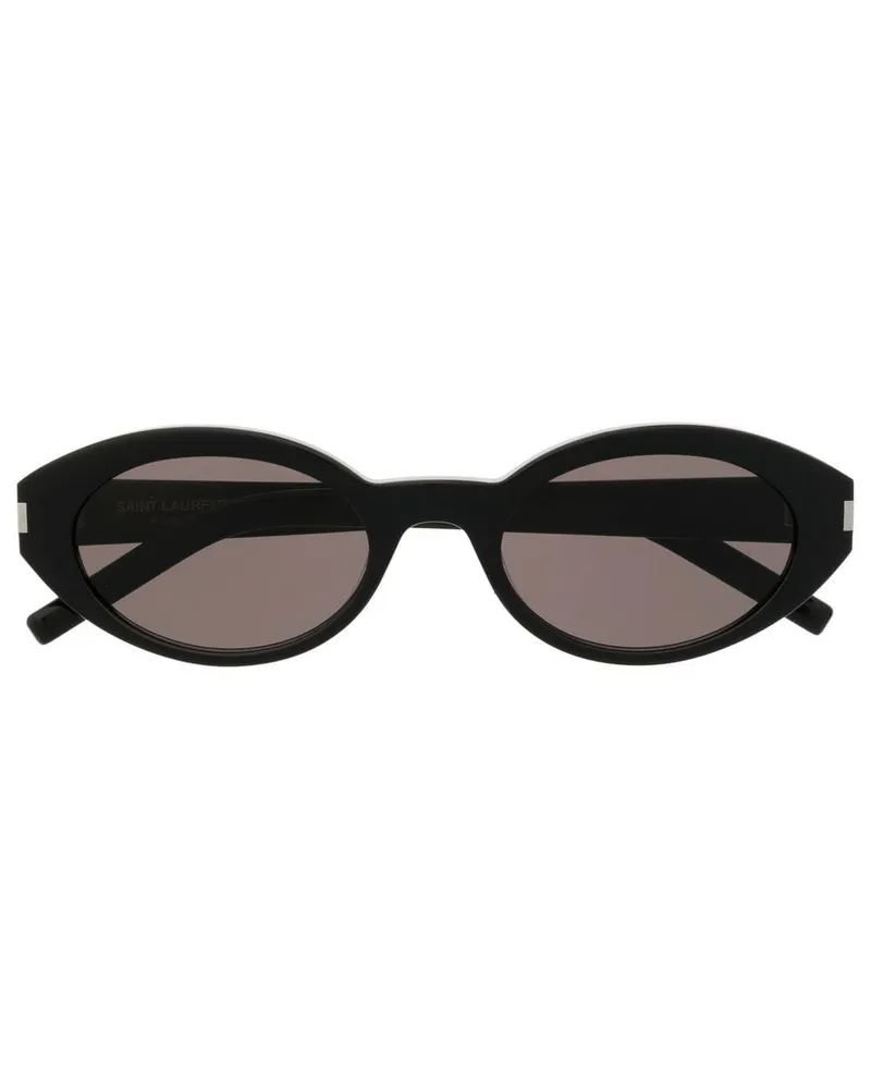 Saint Laurent Sonnenbrille mit ovalem Gestell - Schwarz Schwarz