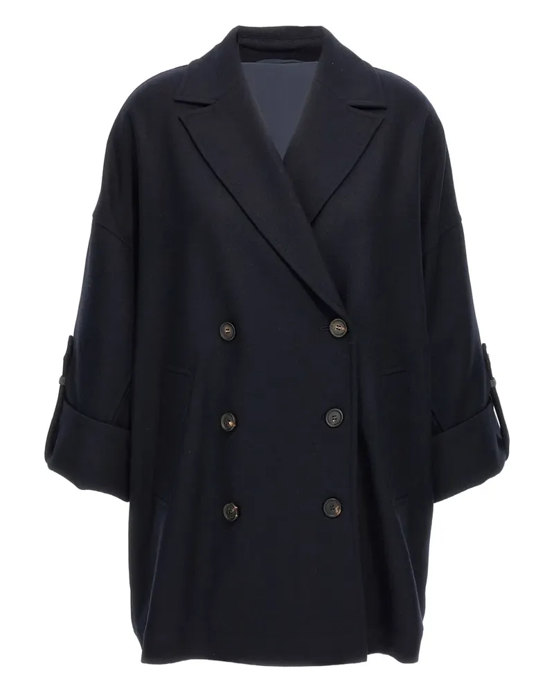 Brunello Cucinelli Doppelreihiger Mantel - Schwarz Schwarz