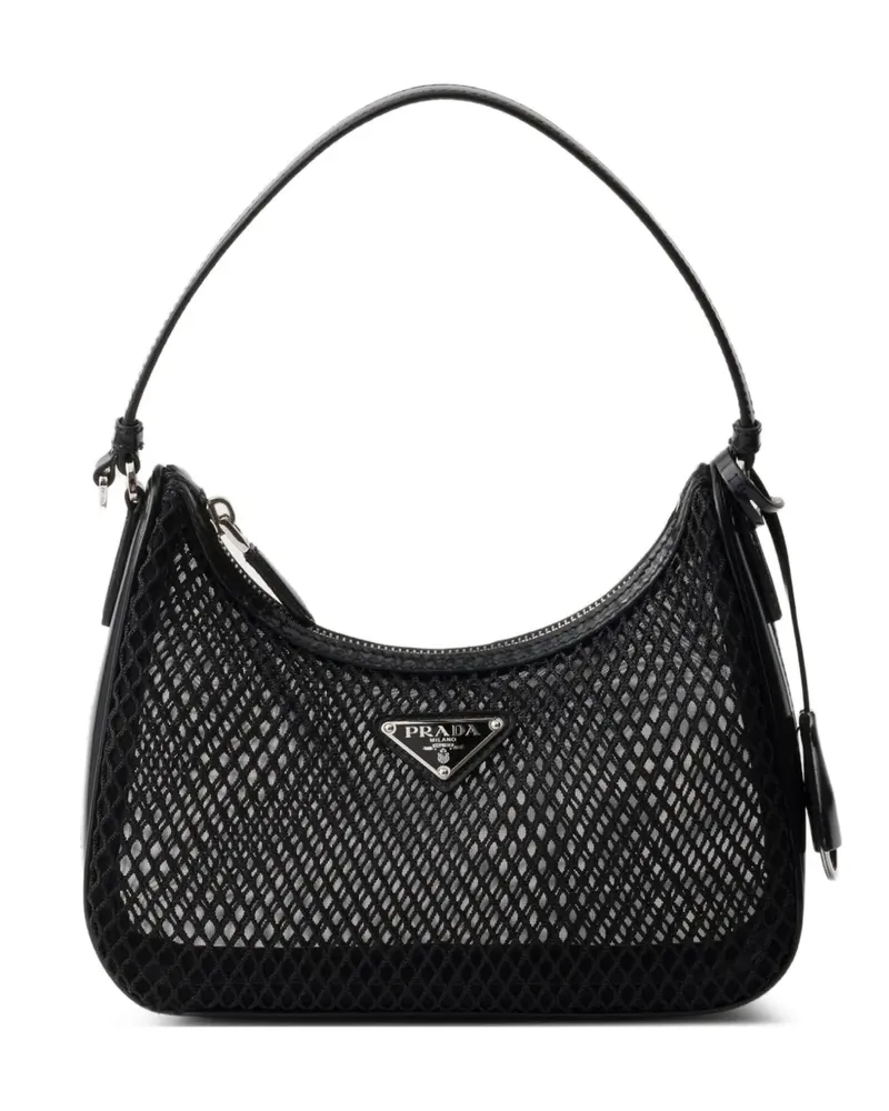 Prada Re-Edition 2005 Tasche aus Mesh und gebürstetem Leder - Schwarz Schwarz