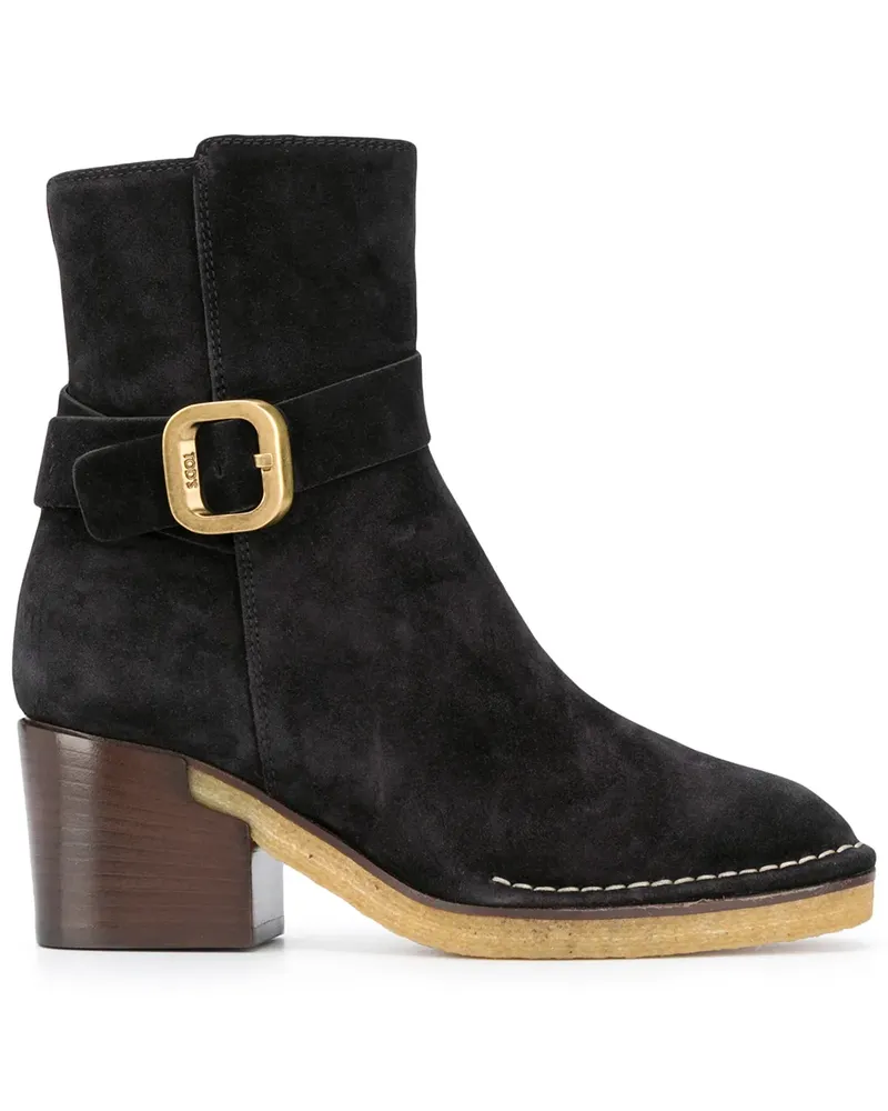 TOD'S Stiefeletten mit Schnallenriemen - Schwarz Schwarz