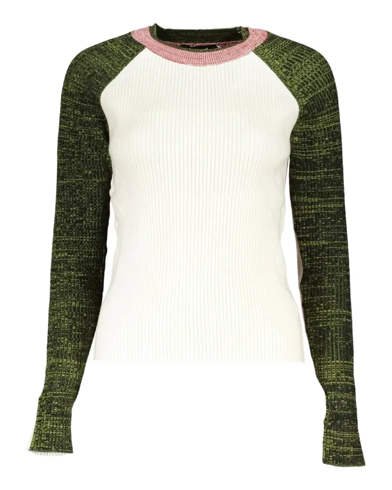 Desigual 1990s Pullover in Colour-Block-Optik - Weiß Weiß