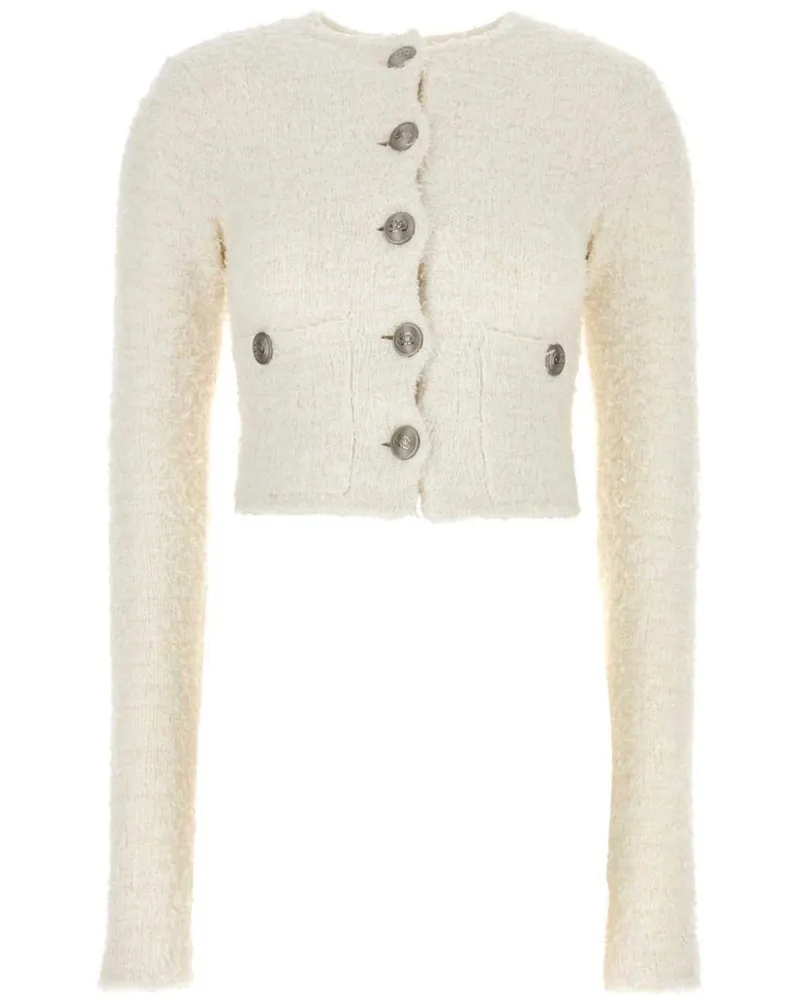 Balenciaga Cropped-Jacke mit Rundhalsausschnitt - Weiß Weiß