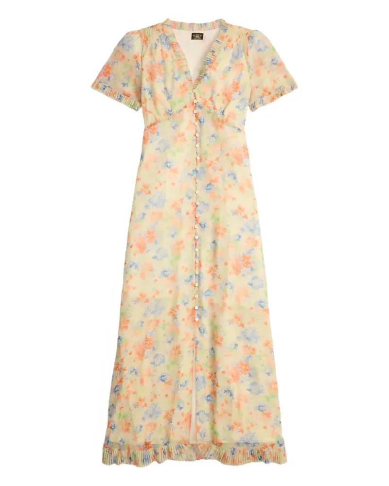 Ralph Lauren Geblümtes Kleid mit Rüschen - Nude Nude