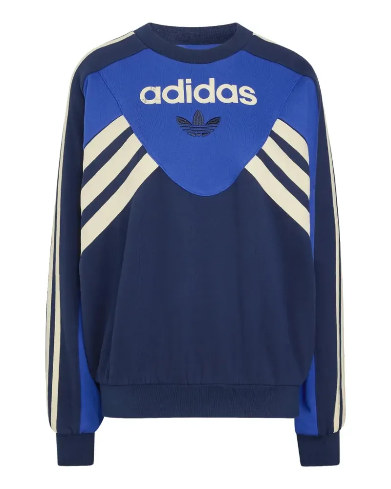 adidas logo-embroidered striped sweatshirt - Blau Blau