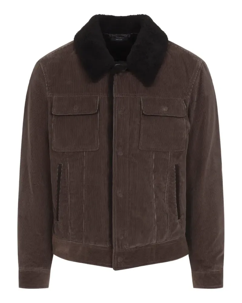Tom Ford shearling-collar corduroy jacket - Braun Braun