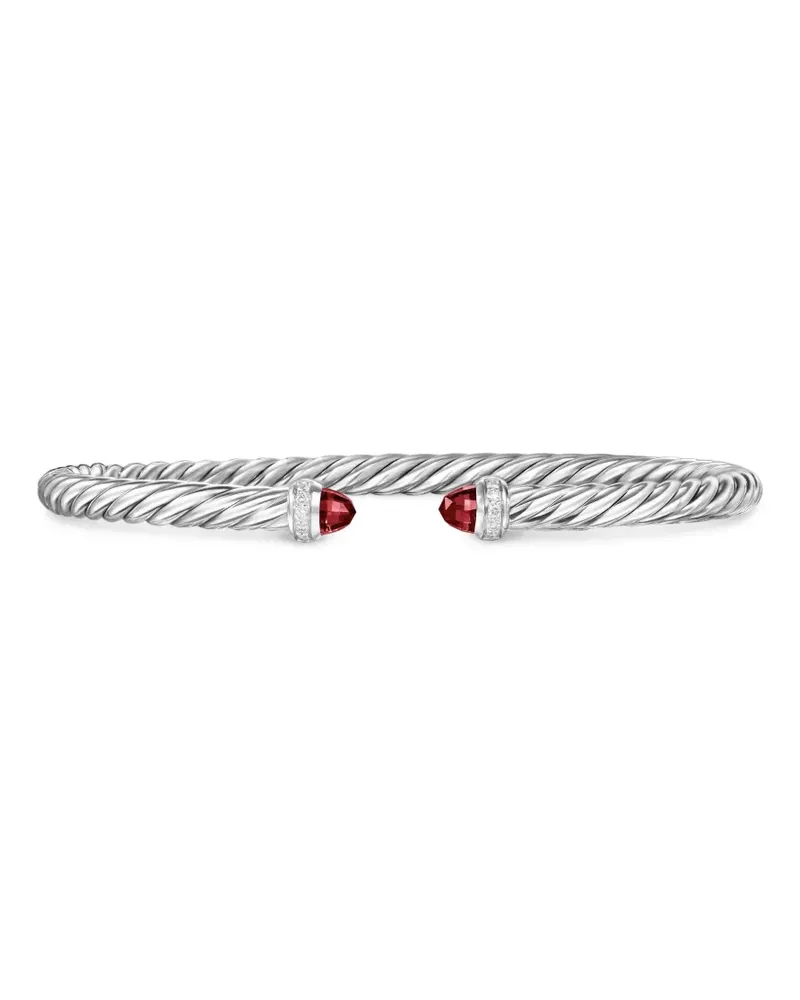 David Yurman Cablespira Sterlingsilber-Armband mit Granat und Diamanten (4mm Silber