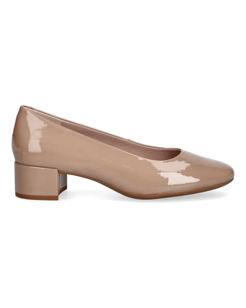 Ecco patent-finish block-heel pumps - Nude Nude
