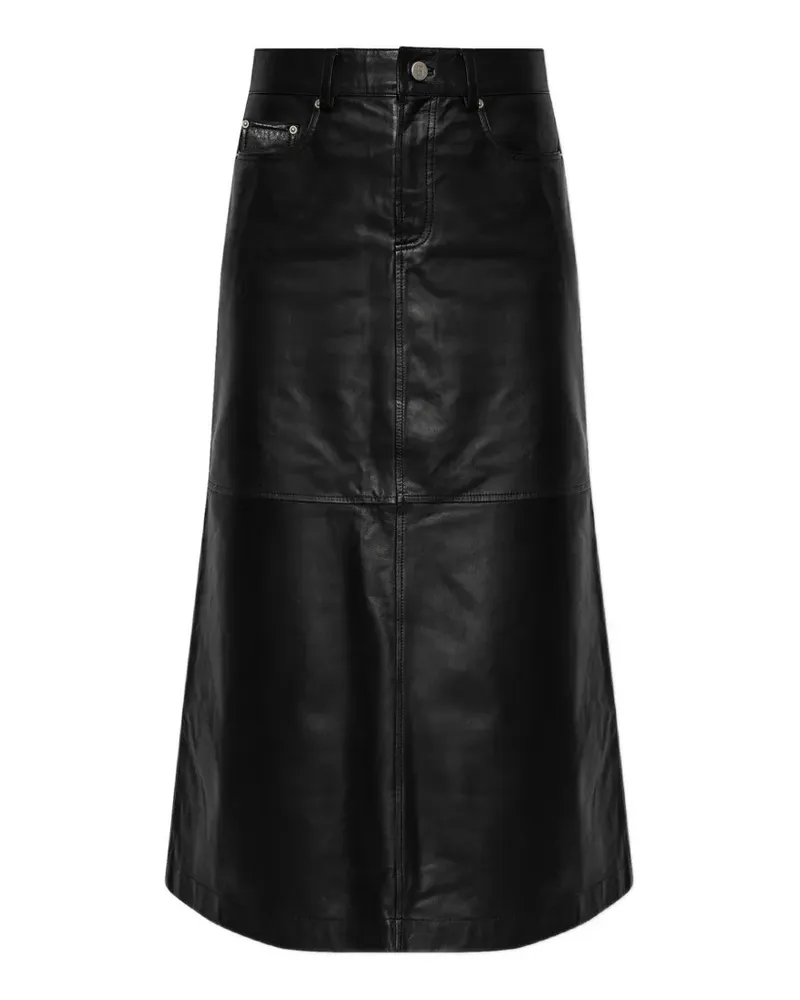 By Malene Birger Solene leather midi skirt - Schwarz Schwarz