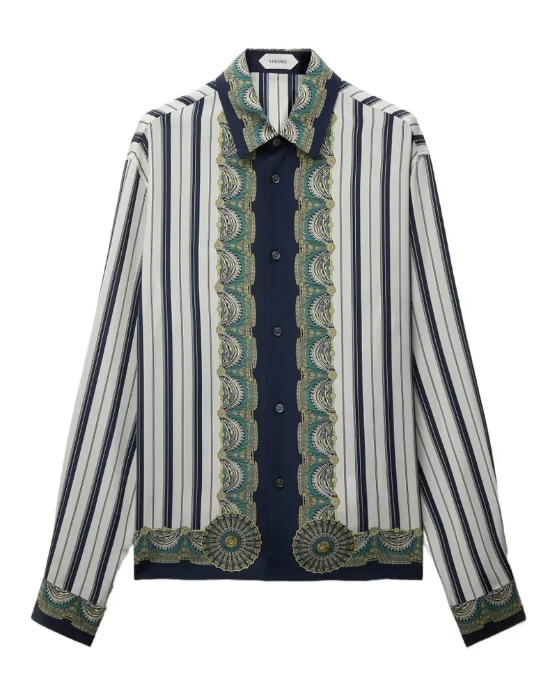 Versace printed silk crêpe de chine regular shirt - Nude Nude