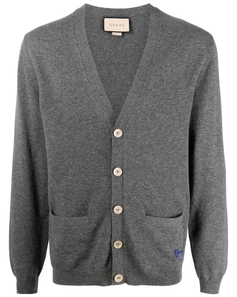 Gucci Cardigan aus Kaschmir mit Horsebit - Grau Grau