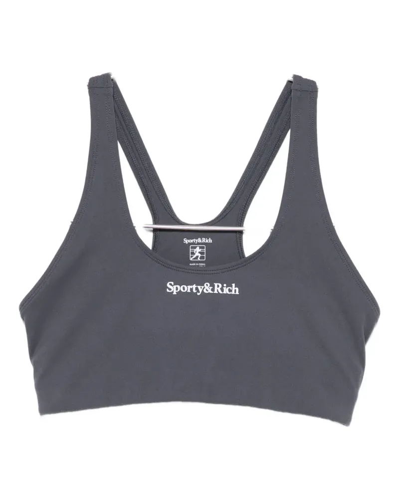 SPORTY & RICH logo-print racerback sports bra - Grau Grau