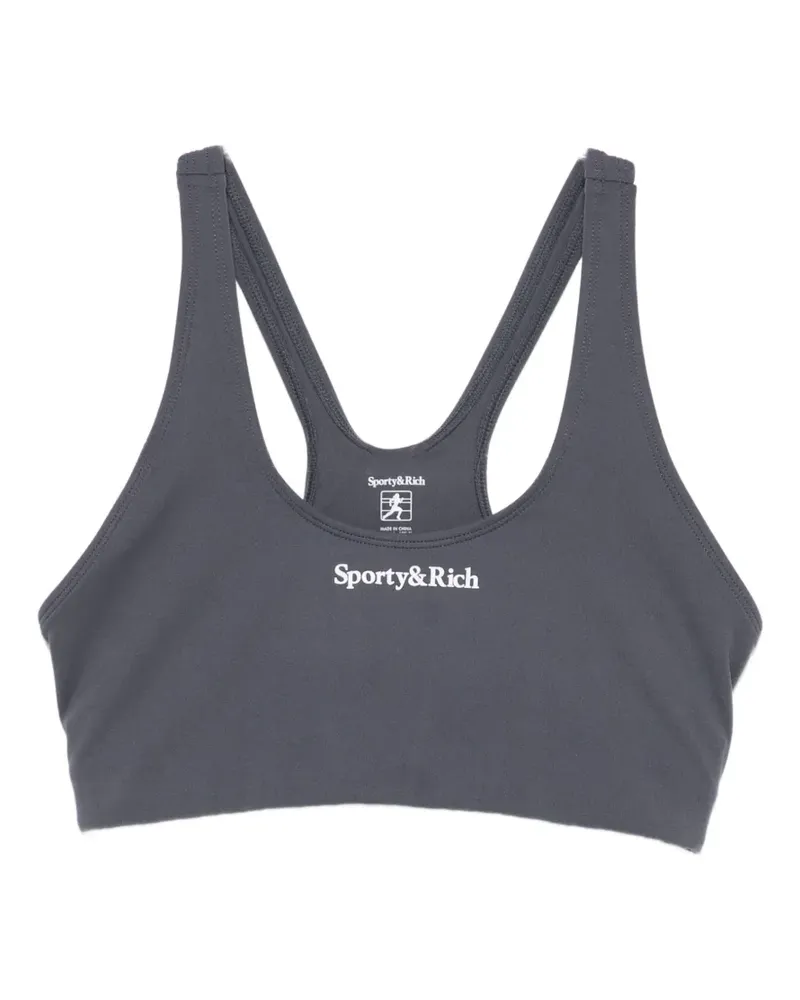 SPORTY & RICH logo-print racerback sports bra - Grau Grau