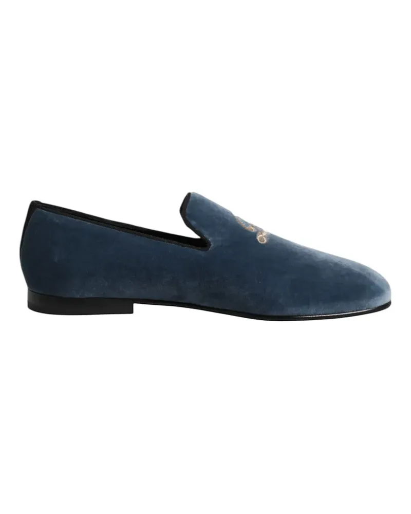 Dolce & Gabbana Bestickte Loafer aus Samt - Blau Blau