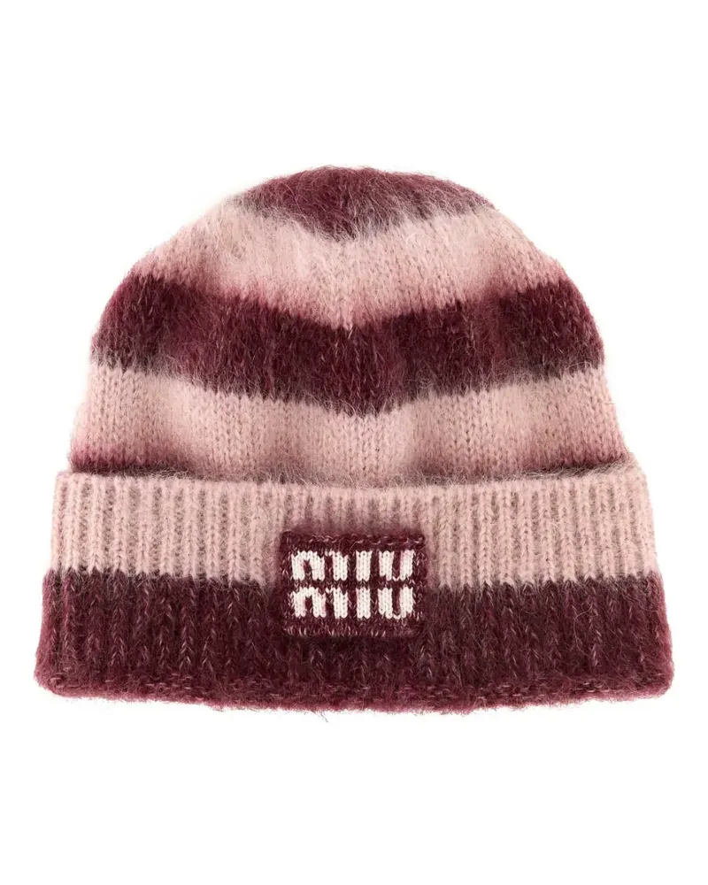 Miu Miu embroidered-logo beanie hat - Rosa Rosa