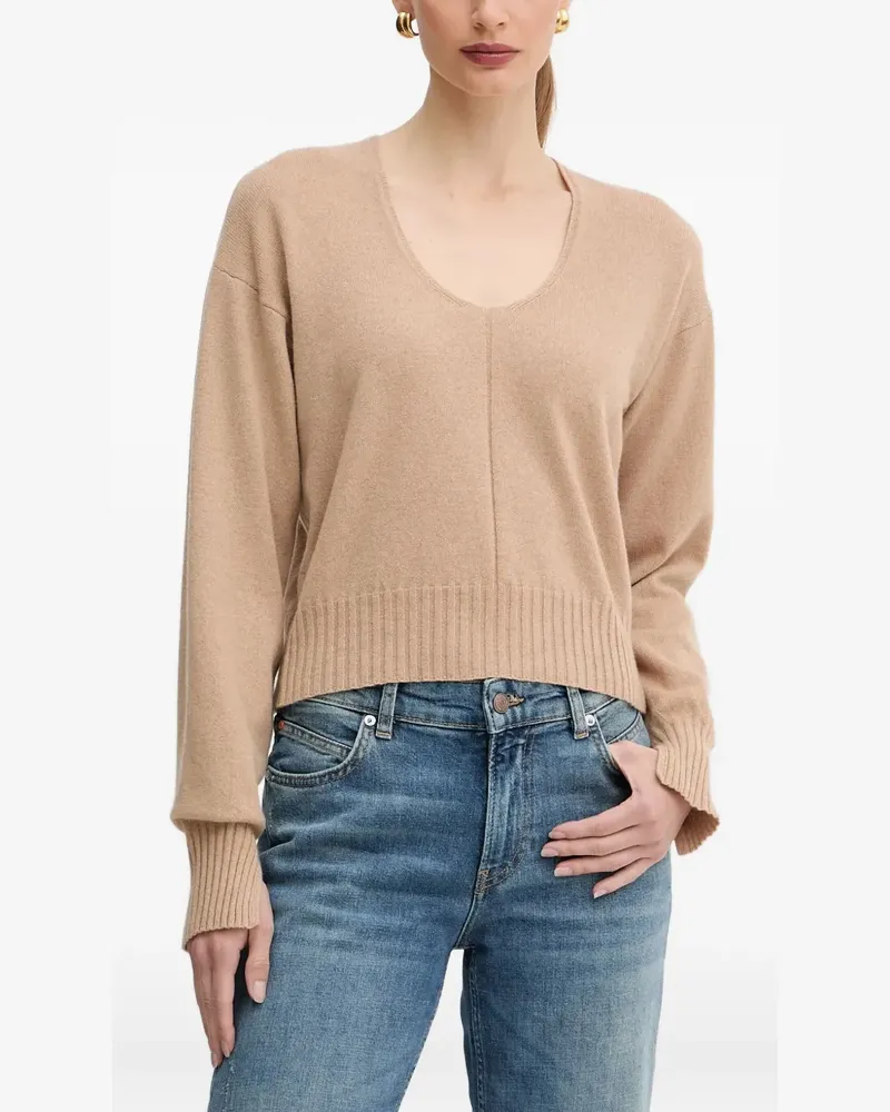Twin-Set Gerippter Pullover mit U-Ausschnitt - Nude Nude