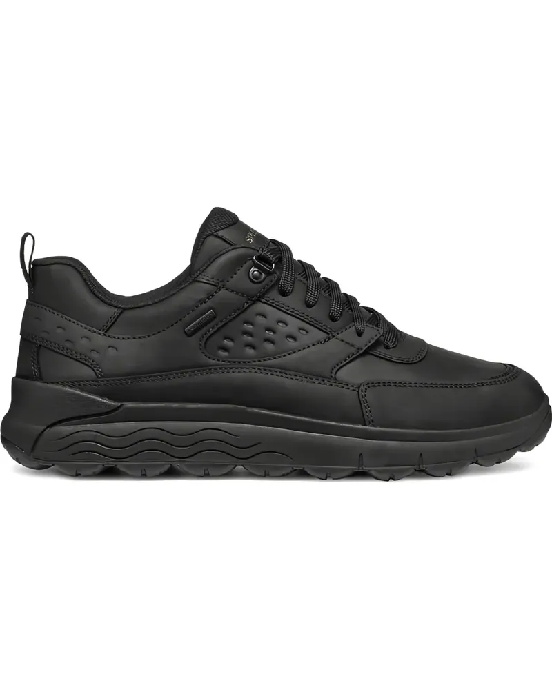 Geox Perforierte Spherica Leisure Sneakers - Schwarz Schwarz